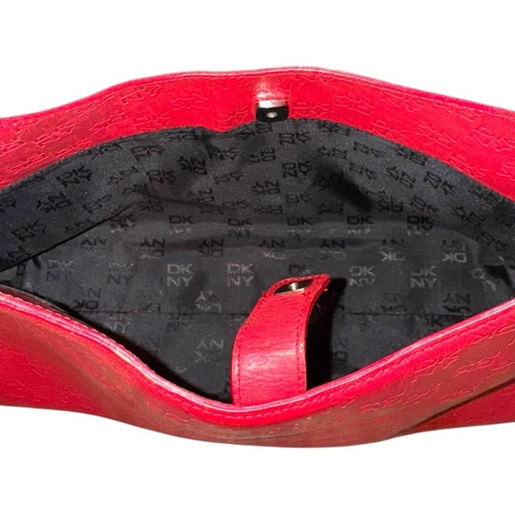 Vintage DKNY Red Leather Monogram Shoulder Bag – Y2K Vibes - Picture 6 of 14